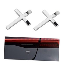 2PCS Individual Jesus Cross for Car Decal Emblem,3D Metal Silver Silver