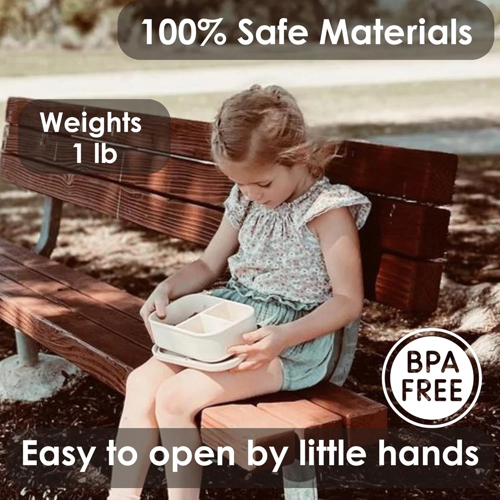 Silicone Pine Bento Lunch Box for Kids Toddlers & Adults