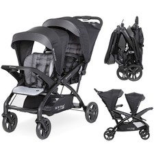 Sit N' Stand Double Stroller 2.0 DLX w/5 Point Safety Harness, Stormy (Used)