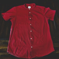 Zara Women's Red Short Sleeve Shirt Button Up Comfort Fit Size S