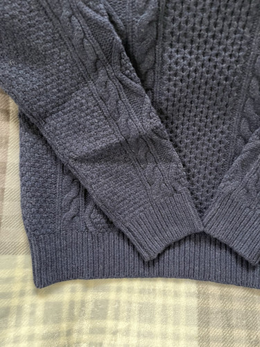 Ralph Lauren Fisherman Cashmere-Wool Thick Cable Knit Sweater Navy L MSRL $228 - Picture 8 of 13
