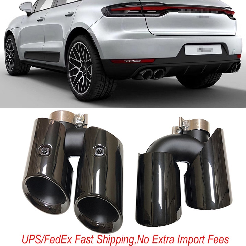 High-Performance Black Tail Exhaust Tips GTS Muffler For Porsche Macan 2.0T 2017-2025