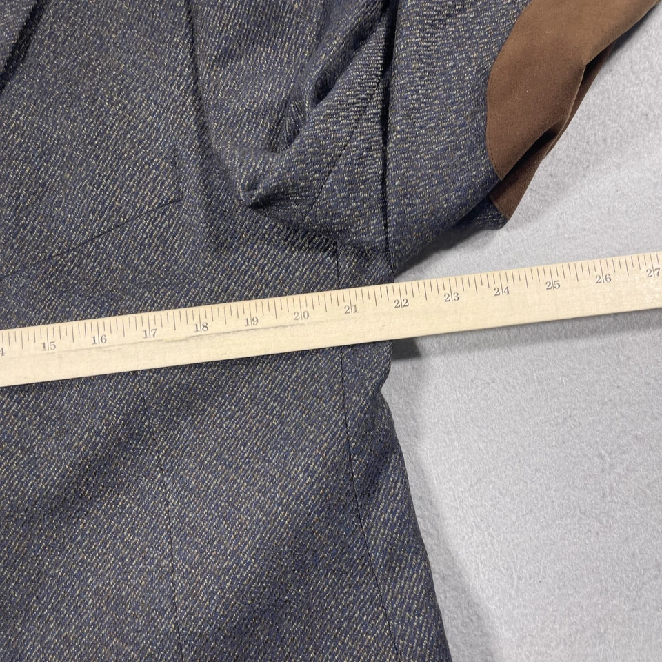 Jack Victor Blazer Mens 42 Blue Wool Elbow Patch Sport Coat Herringbone Jacket - Image 4 of 4