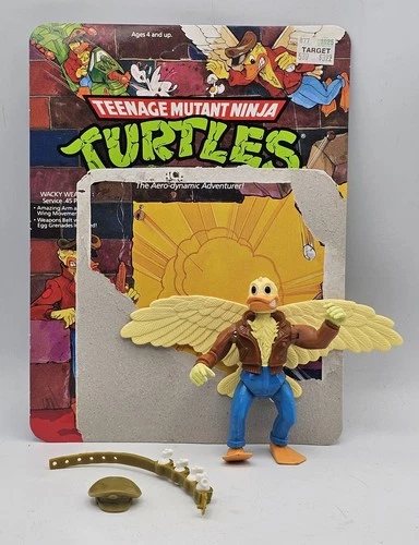 1988 Vintage Teenage Mutant Ninja Turtle TMNT ACE DUCK W/ Weapons & Cardback