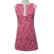 Tibi New York Womens Size 4 Pink White Sleeveless Retro Mod Swirl Mini Dress