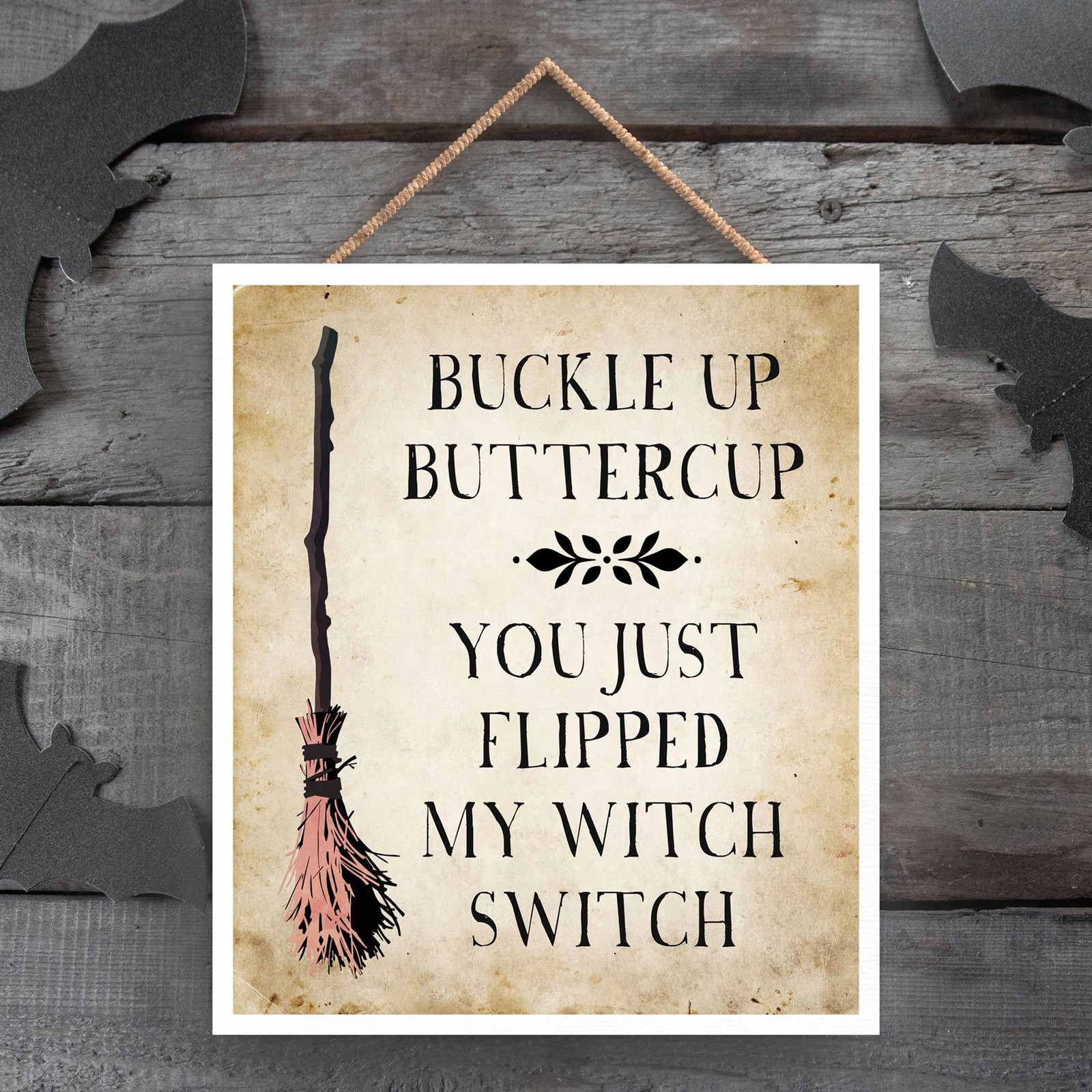BUCKLE UP BUTTERCUP MED OFF SQU PLAQUE WG