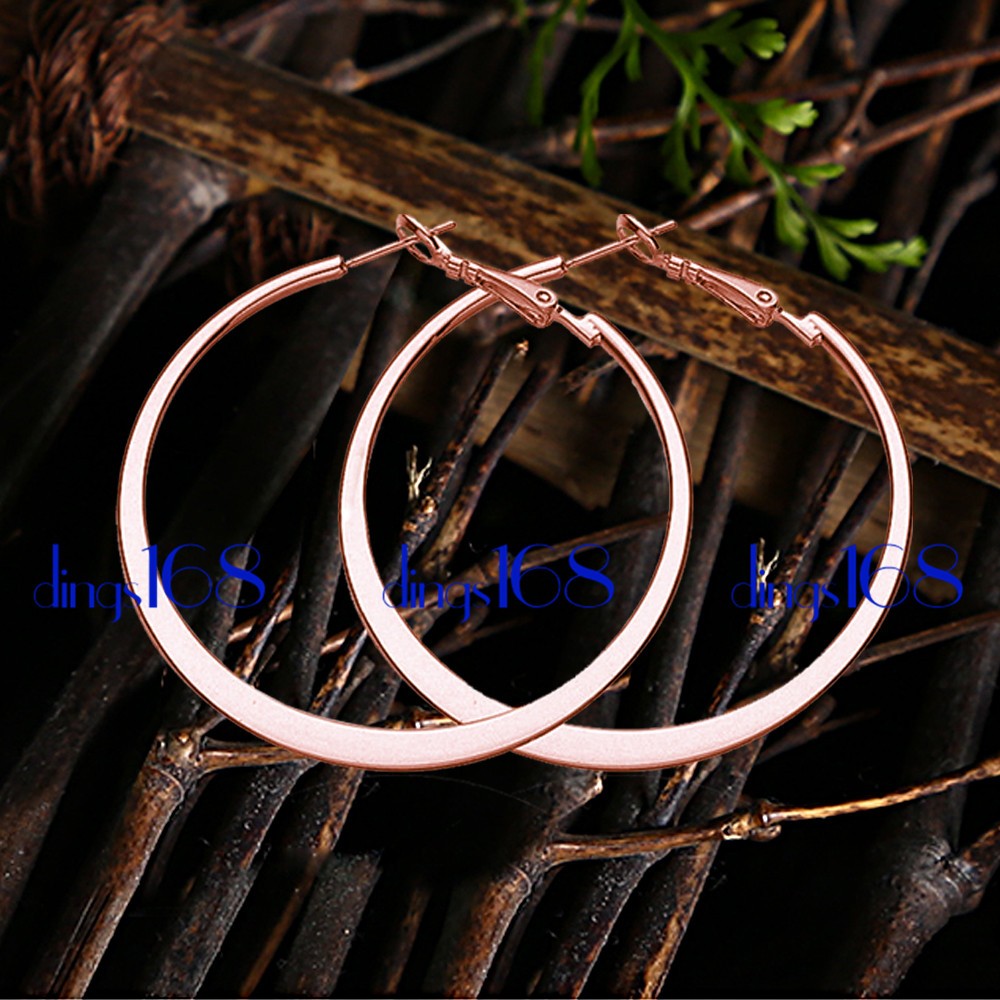 Designer Inspired 18K Rose Gold Filled 2 Inch Flat Hoop Earrings Z903R