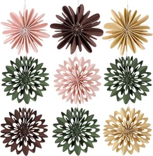 EASY JOY 9Pcs Christmas Hanging Decorations - 3D Paper Wall Fan 