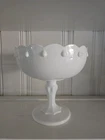 Vintage 1960s Indiana Milk Glass Teardrop Compote Candy Dish Pedestal Bowl