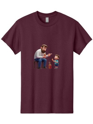 Man-And-Boy-With-Popcorn Mens Graphic Tee, 100% Cotton, Casual Summer Wear
