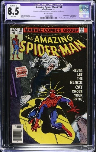 Amazing Spider-Man #194 (1979) Newsstand 1st App. of Black Cat CGC 8.5 Restored