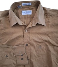 MONSIEUR by Givenchy Shirt 16 1/2 34/35 Camel Khaki Long Sleeve Vintage