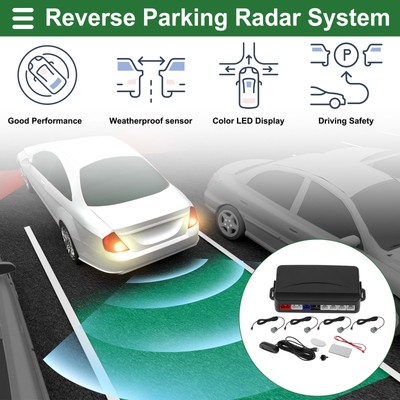Fahrzeug Reverse Backup Radar System Rückwärts Parksensoren Grau 4 Pcs