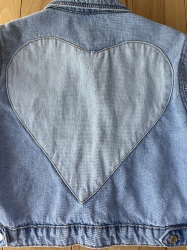 ZARA SIZE 3-4 YEARS GIRLS DENIM JACKET SNAP CLOSURE HEART THEME - Picture 8 of 11