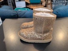 UGG Classic II Glitter Boots Kids Youth 4 Brown Leopard Suede 1112388K