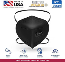 BNX N95 Mask Black MADE in USA Particulate Respirator Protective Face Mask (1...