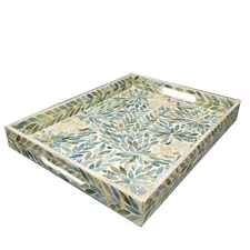 i-lan Creative Rectangular Mother of Pearl Severing Tray Lacquer Wooden Decor...