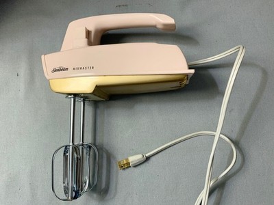 Rare MCM Vintage SUNBEAM HM-1 PINK Mixmaster Steel Metal Hand Mixer 1950 s Works