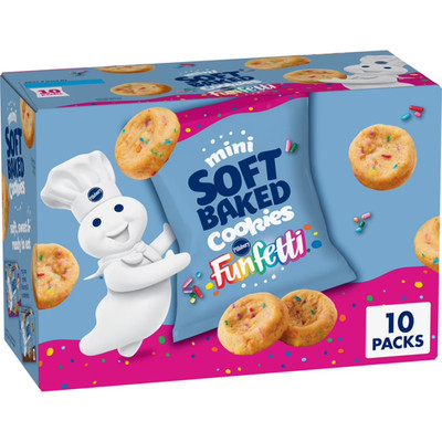 Pillsbury Mini Soft Baked cookies Funfetti snack Bags 10 count 10 oz....
