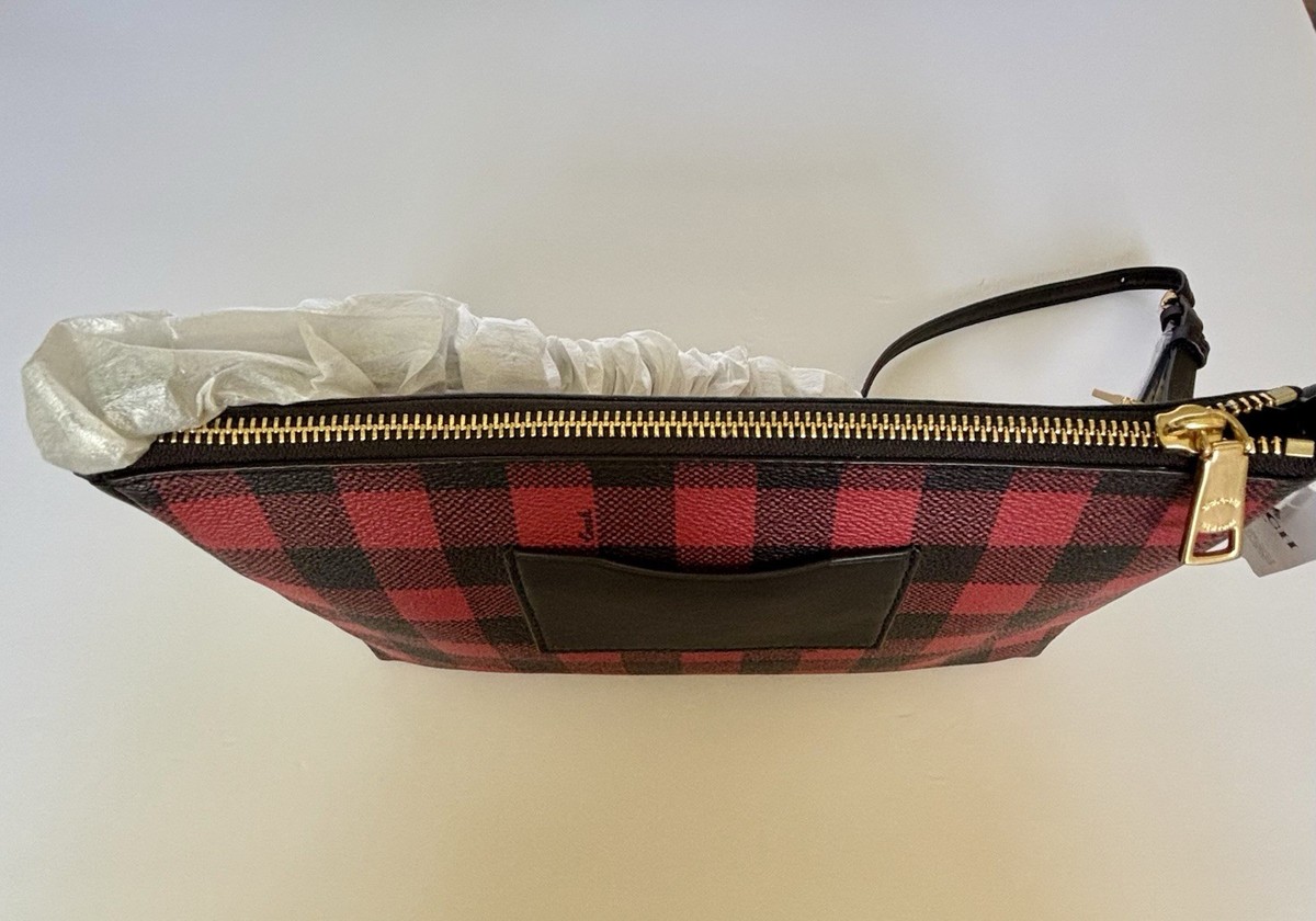 NWT Coach Red and Black Plaid Leather Crossbody Bag | eBay