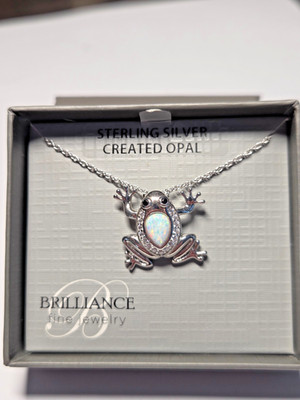 Sterling Silber geschaffen Opal Frosch Anhänger mit 18'' Kette Halskette-Neu