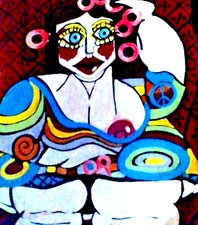 Original painting Big Mamma 21x26.5 bright impressionist large art by artist pb