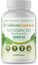 Vitamin D3 2000 IU Softgels Immune Support – California Essentials Flaxseed Oil