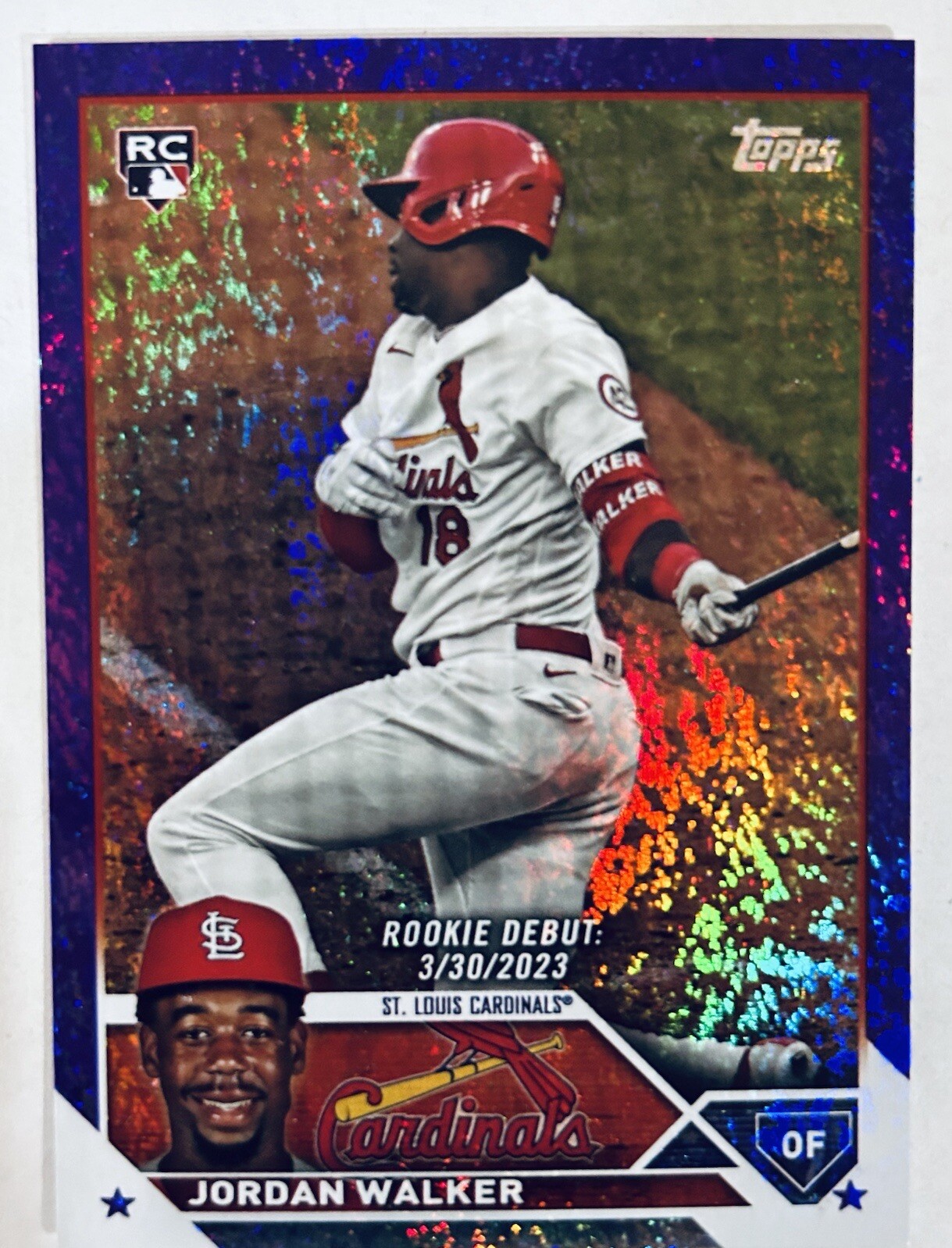 2023 Topps Update Jordan Walker Purple Foil Rookie Debut RC #/799 Cardinals