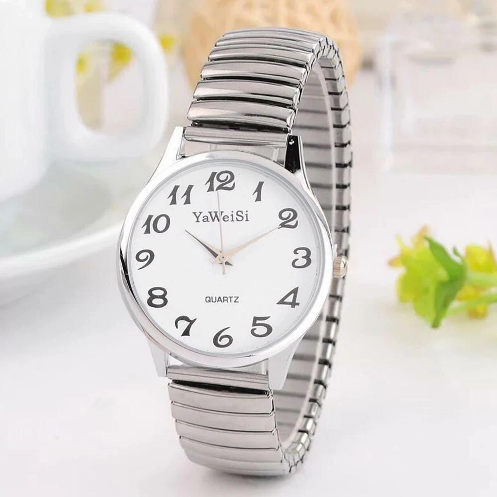 Unisex Wrist Watches Quartz Watch Expandable Stretch Band Gents Ladies Z0Q0
