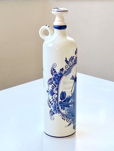 Vintage Porzellankaraffe Schnapskaraffe Genever Karaffe Krug Delft blau 0,7 l - Bild 4 von 5
