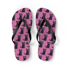 Retro Halloween Black Cat Flip Flops