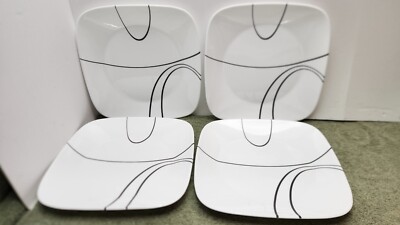 4 Corelle Coordinates SIMPLE LINES 10.5'' Dinner Plates Square