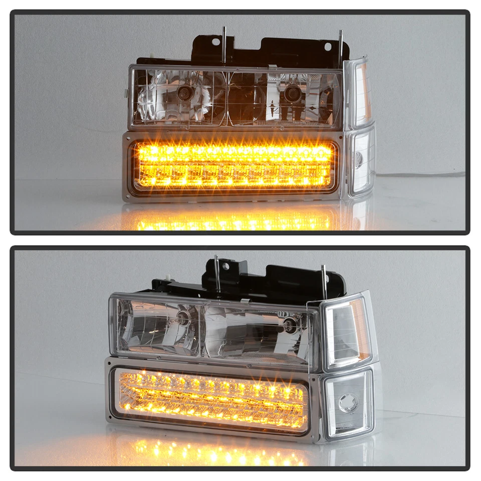 Faros suburban Chevy C/K 1500 Tahoe 1994-1999 8 piezas + parachoques LED + luz de señal Foto 3 de 4