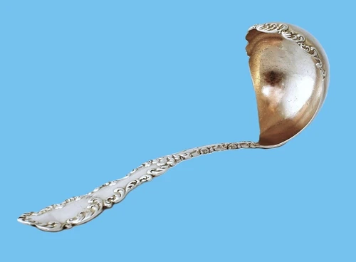 Waverly By Wallace 7¼ Inch Sterling Silver Gold Wash Bowl Gravy Ladle - No Mono