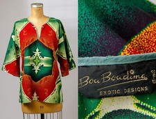 1970s Deadstock Dashiki Shirt Bohemian Style Kaftan Top