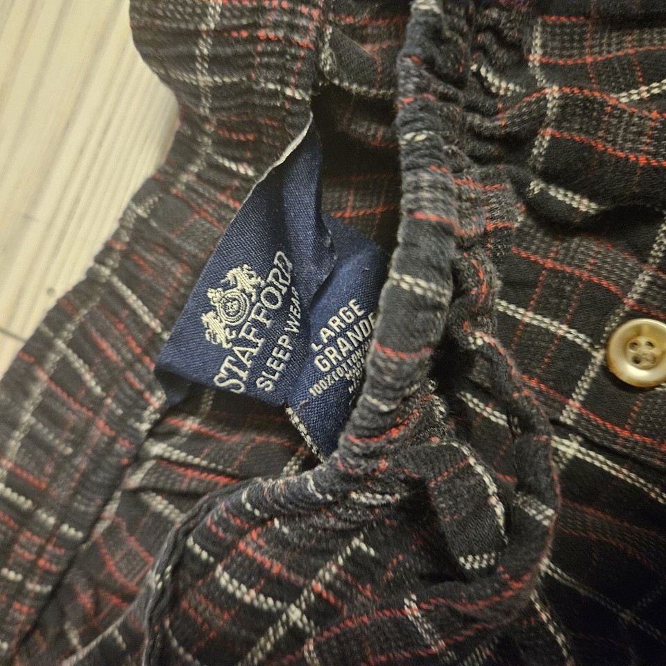 Stafford Essentials Pajama Pants Mens Large Blue Plaid Sleepwear eBay