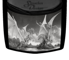 Gray Mythical Dragons Lake Bright Scale Hood Truck Wrap Vinyl Car Graphic Decal