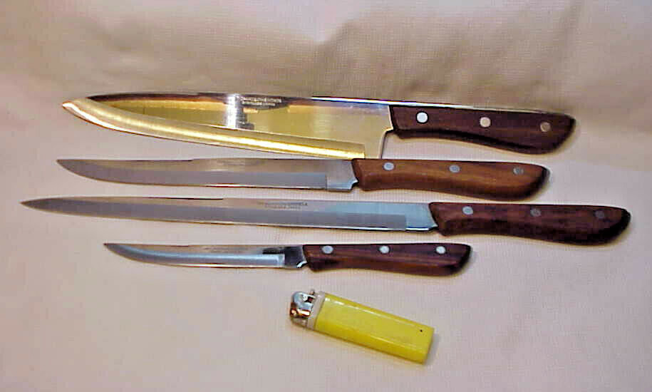 4 Richardson Swords Full Tang Chef Knife Set Made In Japan Nice