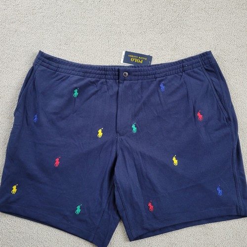 Polo Ralph Lauren Herren Allover farbige Pony Netz Shorts marineblau Big & Tall 2XB - Bild 9 von 9