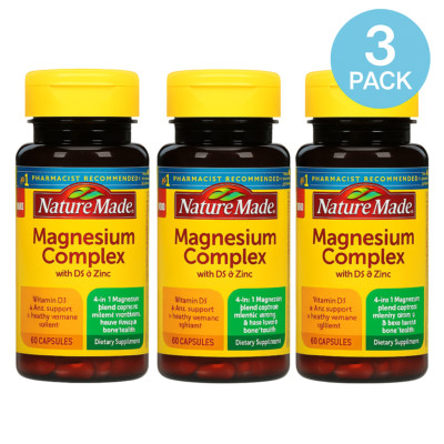 Nature Made Magnesium Complex w/ D3 & Zinc 60ct 3 Pack Exp 05/2026 New