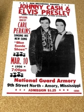 Johnny Cash Elvis Presley Carl Perkins 1956 Promo Cardstock Concert Poster 12x18