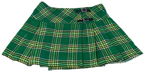 J-KA Plaid Wrap Mini Wool Skirt Buckle Closure Women’s 34/Small Green/Yellow - Picture 1 of 9