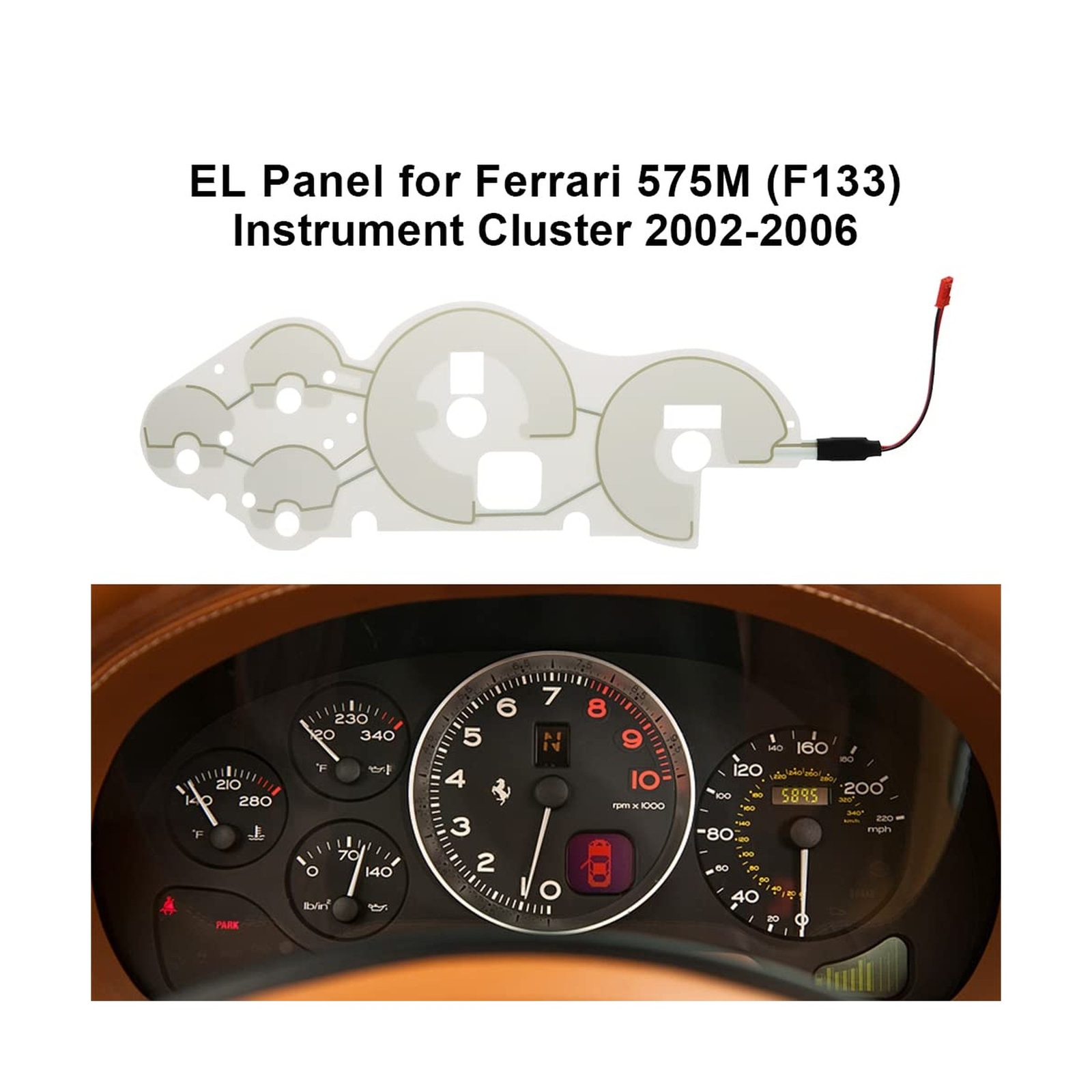 EL Panel Replacement for Ferrari 360 (F131) and 575M (F133) Instrument Cluster