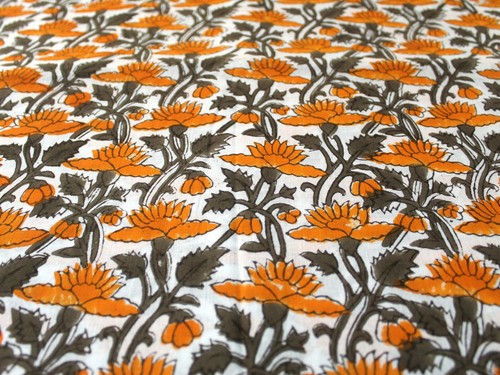 2.5 YD Indian Cotton Running Fabric Multi Floral Hand Block Printed Voile Fabric - Picture 6 of 10