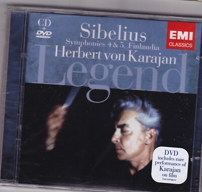 Herbert Von Karajan Legend CD & DVD NEW  - Sibelius Symphonies 4 & 5, Finlandia