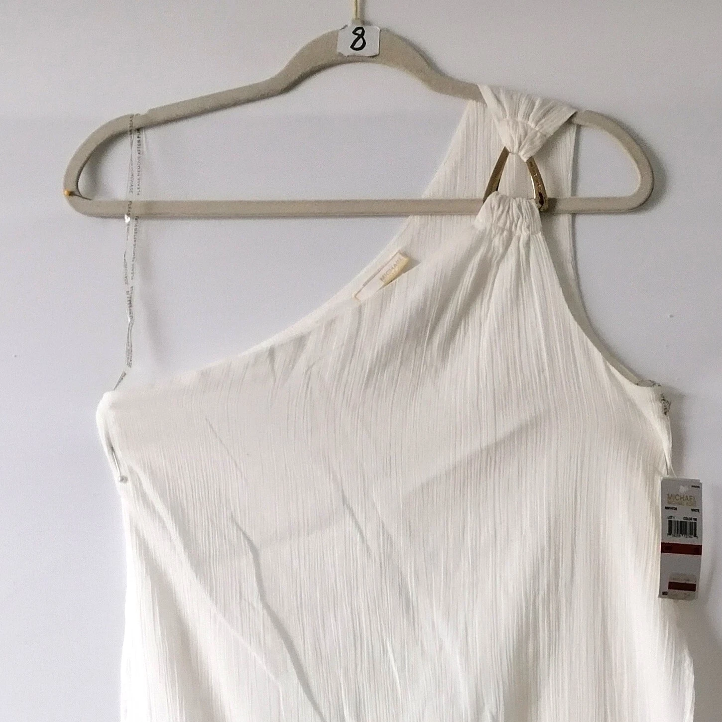 Mini abito donna Michael Michael Kors bianco monospalla popeline nuovo con etichetta taglia XS