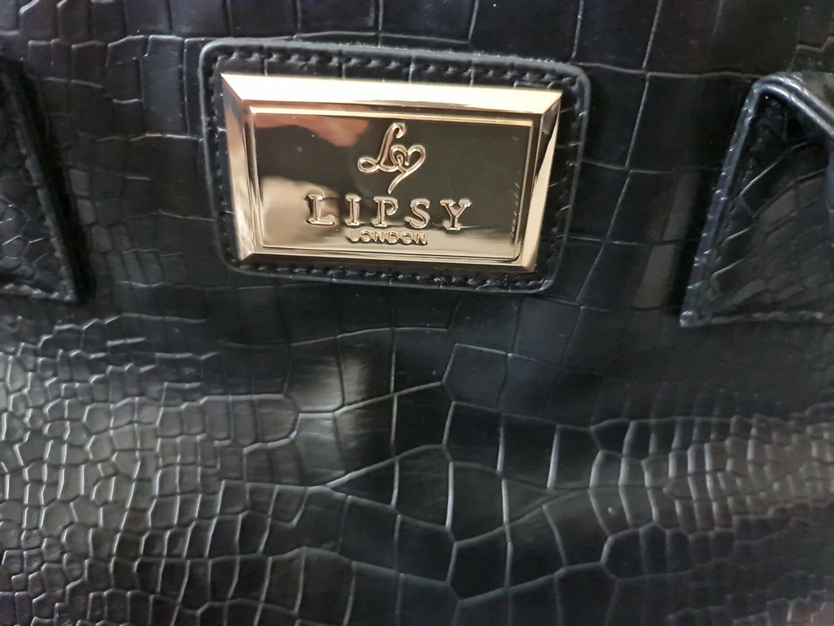 Avon Black Lipsy London Crocodile Skin Effect Handbag With Studs