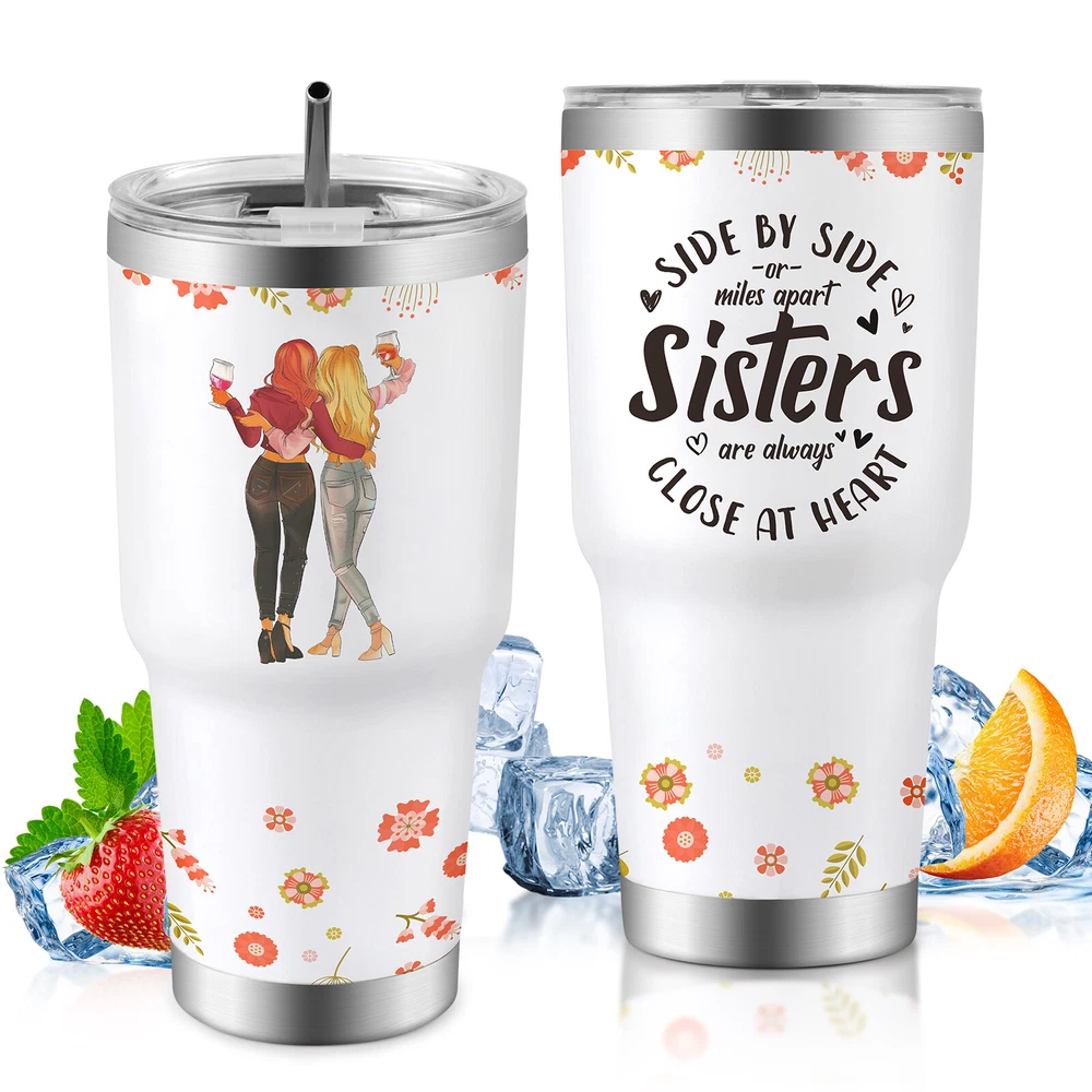 Tumbler Stainless Steel Straw, Anniversary Birthday Gift 30oz Car Cup