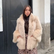 Elegant Real Fox Fur Coats Whole Skin Thick Jackets Women Outerwear Overcoat New