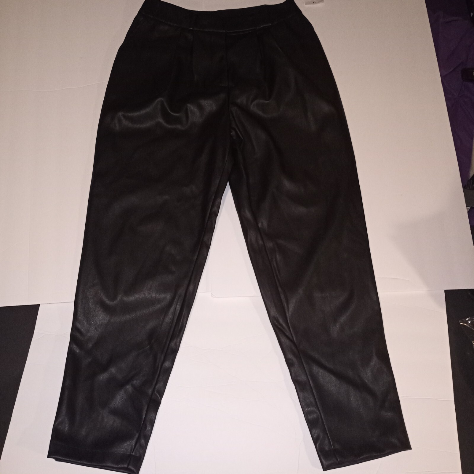 FILA Pantalone donna Ophelia Row nero ecopelle vita alta gamba dritta nuovo con etichetta taglia 22